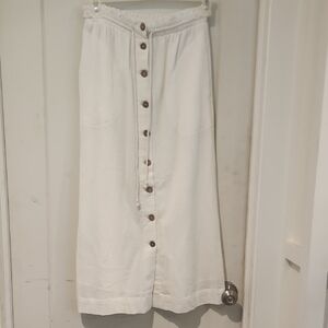 Free People Cream Button-Front Midi Skirt